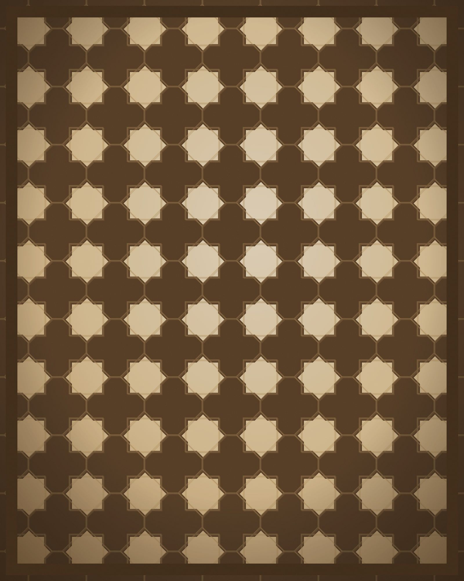 Illustration: close-up of a carved geometric mashrabiya screen